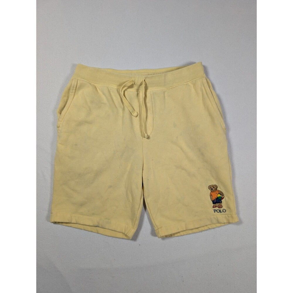 Polo Ralph Lauren Beach Ball Bear Fleece 8” Shorts Yellow Mens S Fleece Distress